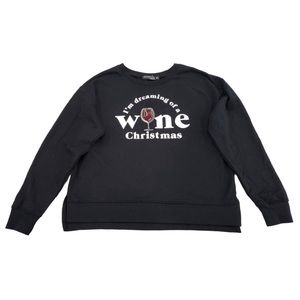 Fifth Sun Wine Christmas Sweatshirt XL – Funny Holiday Pullover Black Fleece
